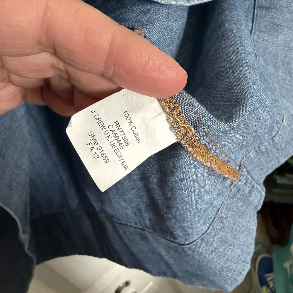 J. Crew Chambray Button-Up Shirt Dress in Light Blue - Picture 5 of 8